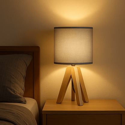 Scandinavische houten tafellamp – warme sfeerverlichting