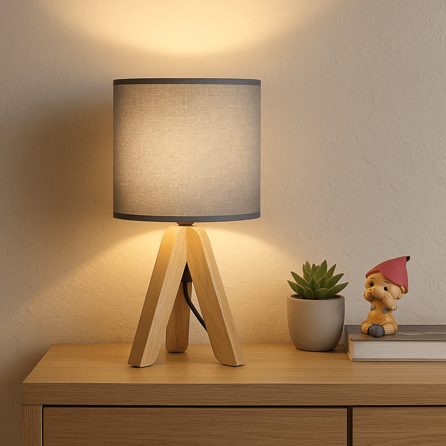 Scandinavische houten tafellamp – warme sfeerverlichting